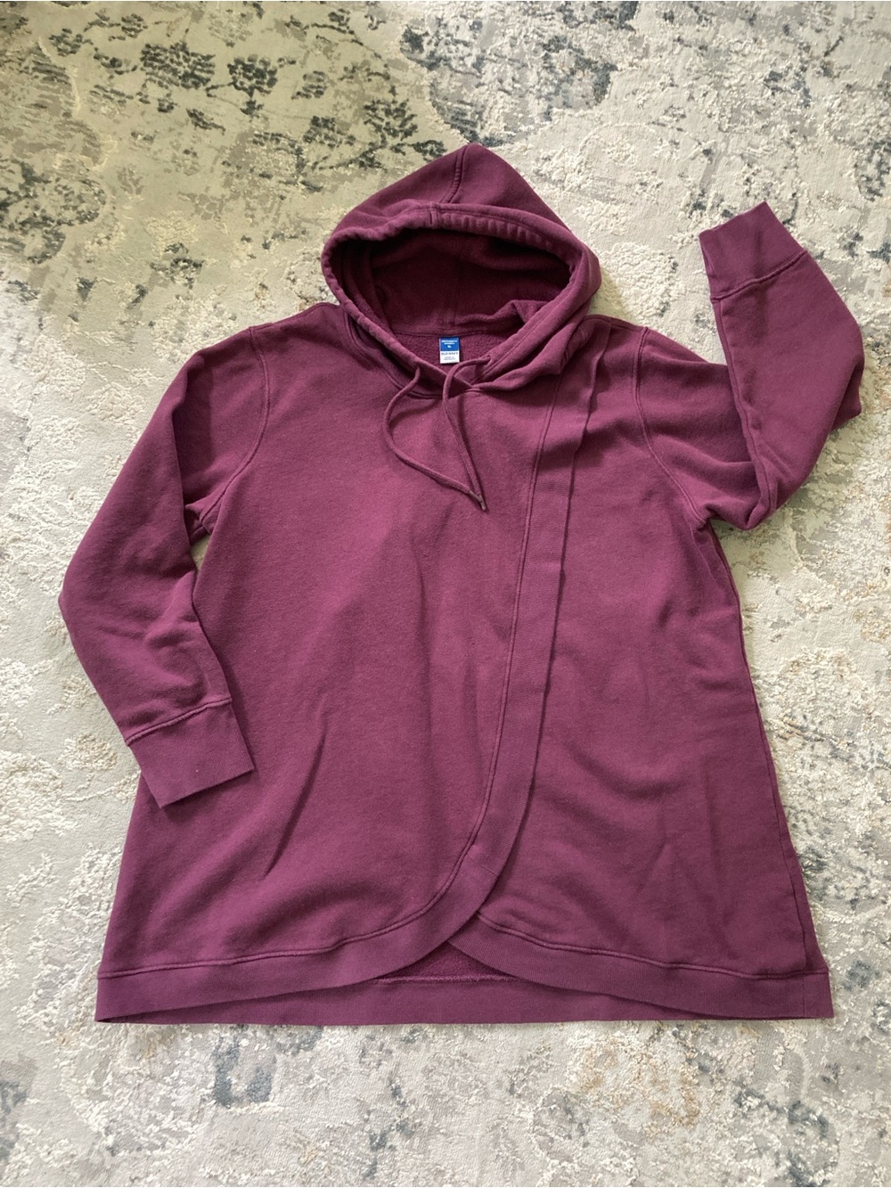 Maternity Hooded Pullover Tunic in Deep Plum
